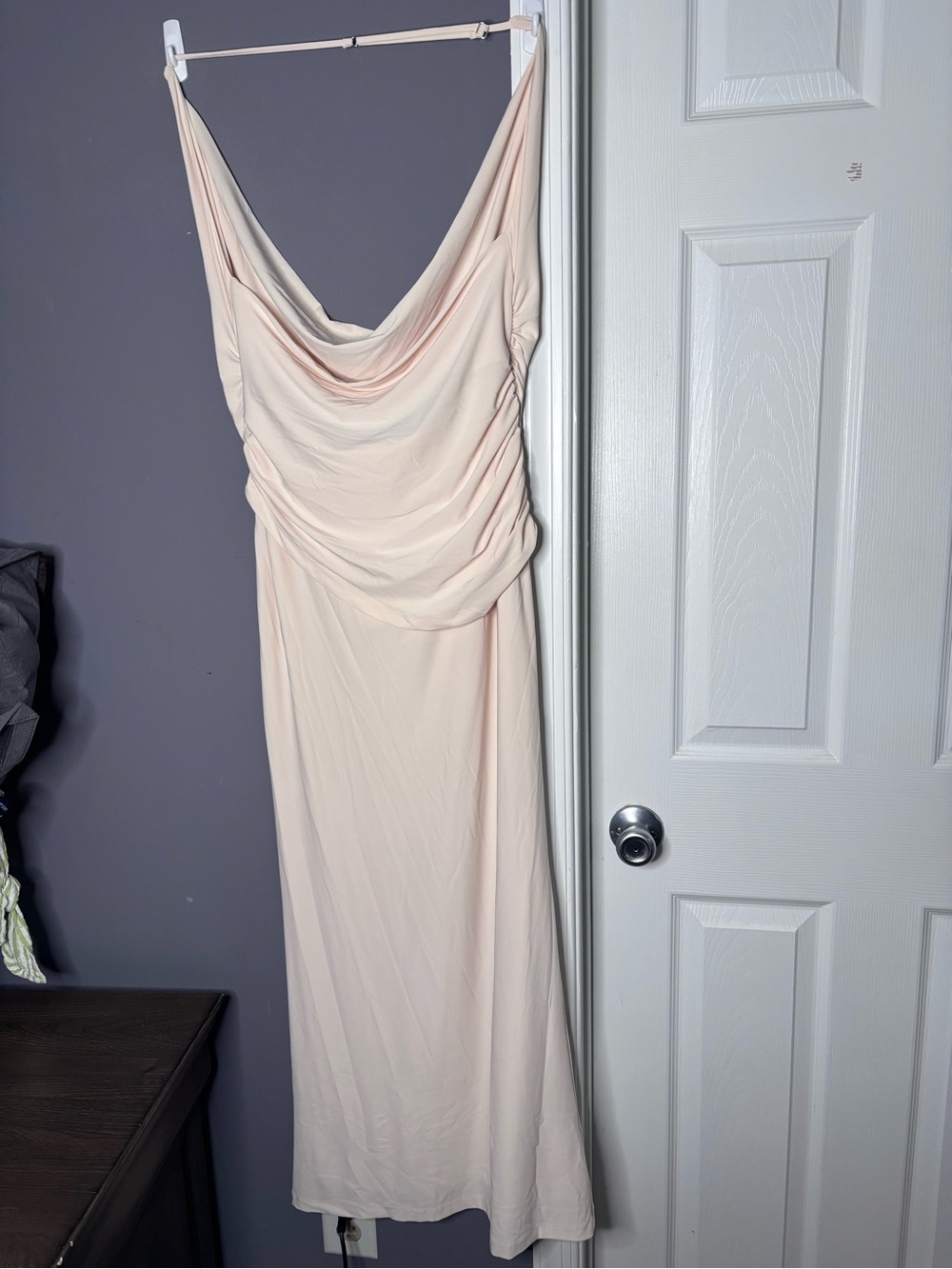 Zara Ivory Draped Halter Maxi Dress Small - Picture 6 of 9